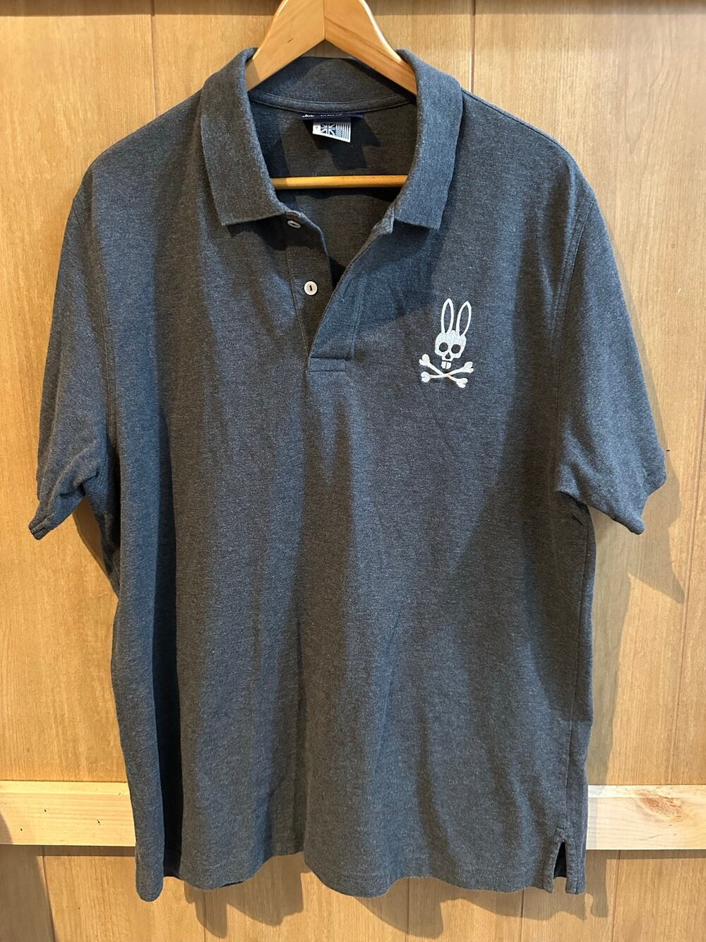 Psycho Bunny - dark heather grey pique polo shirt / XL